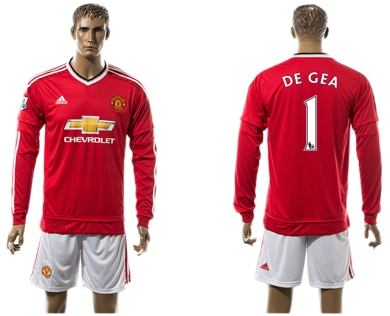 2015-16 Manchester United 1 DE GEA Home Long Sleeve Jersey