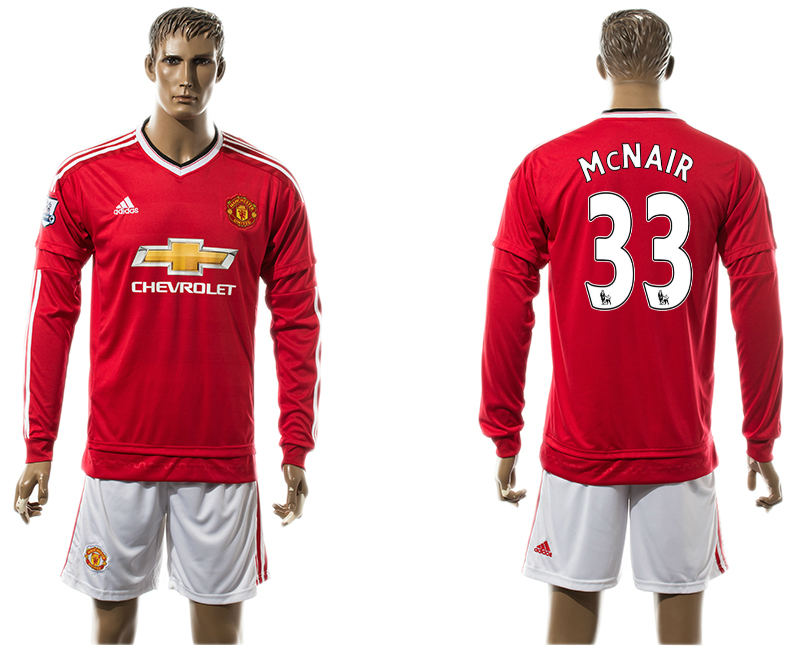 2015-16 Manchester United 33 McNair Home Long Sleeve Jersey