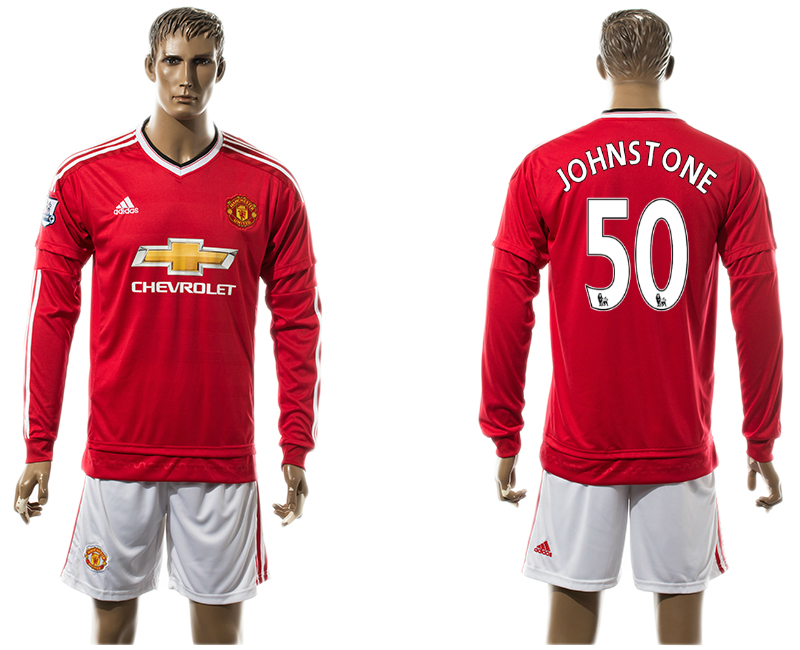 2015-16 Manchester United 50 JOHNSTONE Home Long Sleeve Jersey