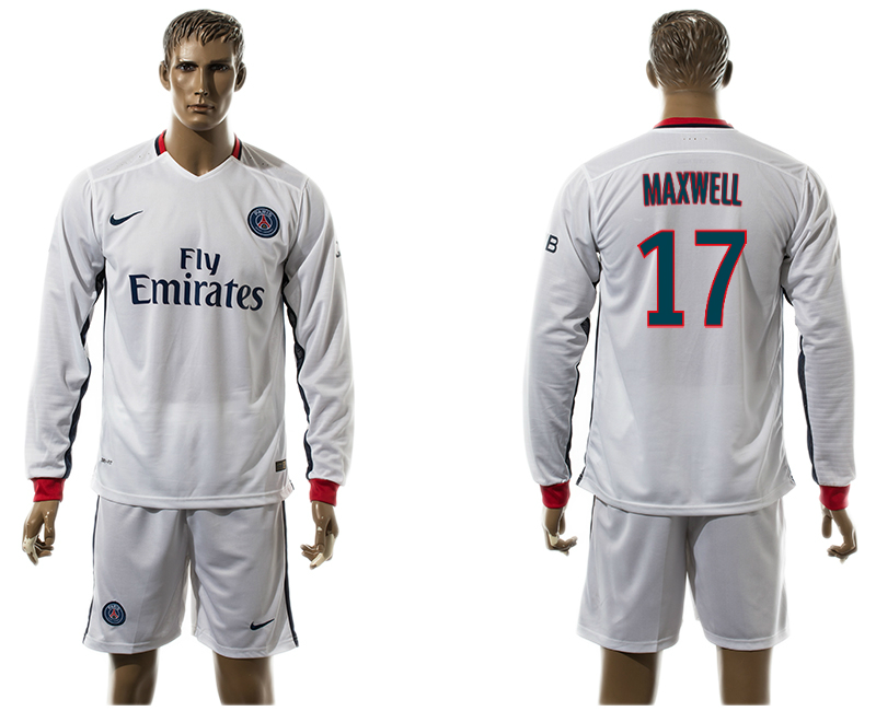 2015-16 Paris Saint-Germain 17 MAXWELL Away Long Sleeve Jersey