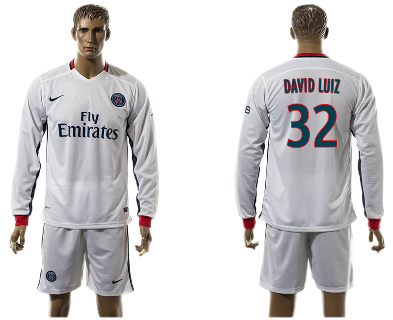 2015-16 Paris Saint-Germain 32 DAVID LUIZ Away Long Sleeve Jersey