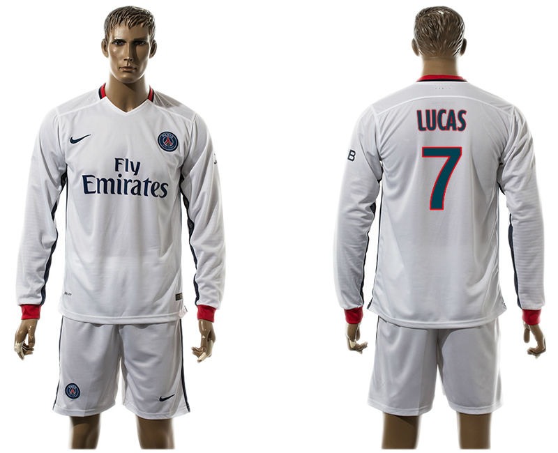 2015-16 Paris Saint-Germain 7 LUCAS Away Long Sleeve Jersey 2015-16 Paris Saint-Germain 7 LUCAS Away Long Sleeve Jersey