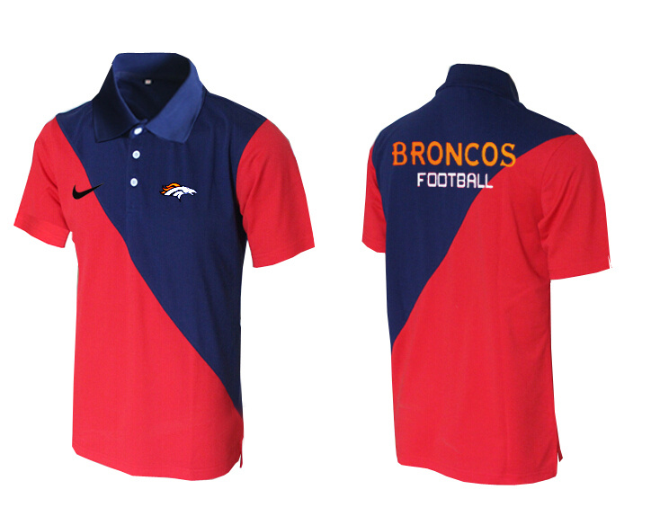Nike Broncos Blue And Red Split Polo Shirt