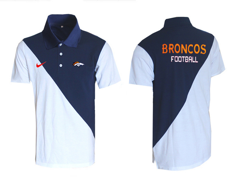 Nike Broncos Blue And White Split Polo Shirt