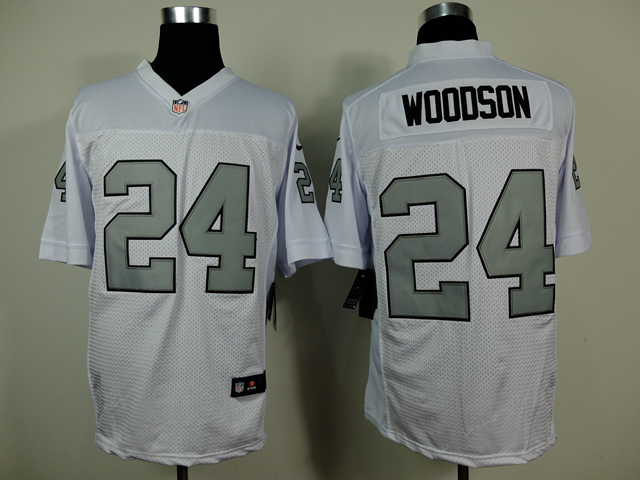 Nike Raiders 24 Woodson White Silver No. Elite Jerseys