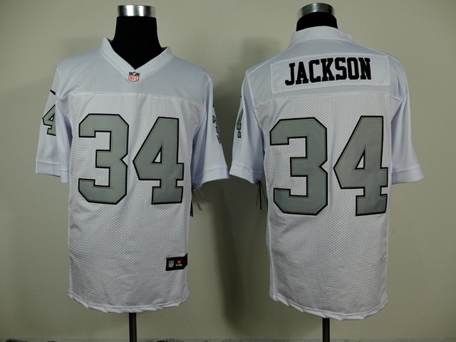 Nike Raiders 34 Jackson White Silver No. Elite Jerseys - Click Image to Close