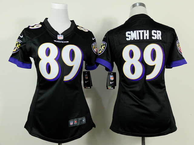 Nike Ravens 89 Smith Sr Black Women Game Jerseys