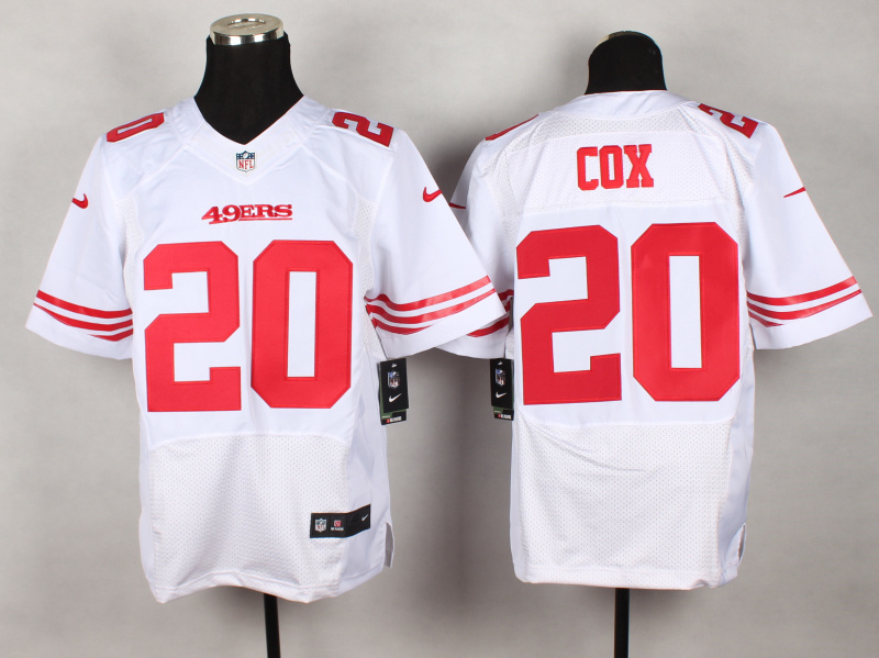 Nike 49ers 20 Cox White Elite Jersey - Click Image to Close