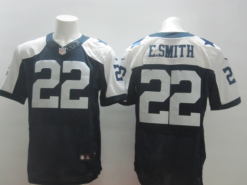 Nike Cowboys 22 E.Smith Blue Thanksgiving Elite Jerseys
