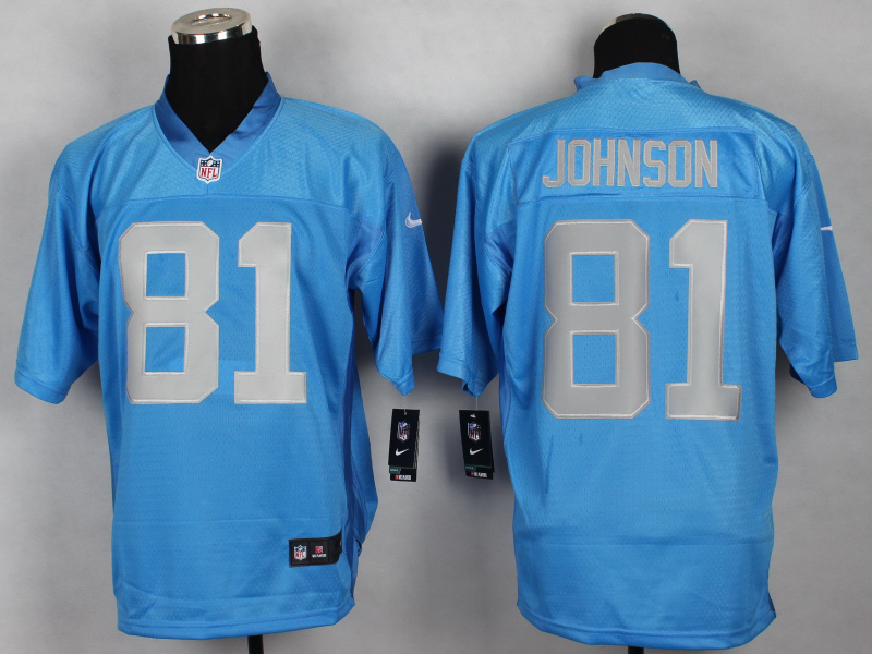Nike Lions 81 Johnson Blue Alternate Throwback Elite Jersey