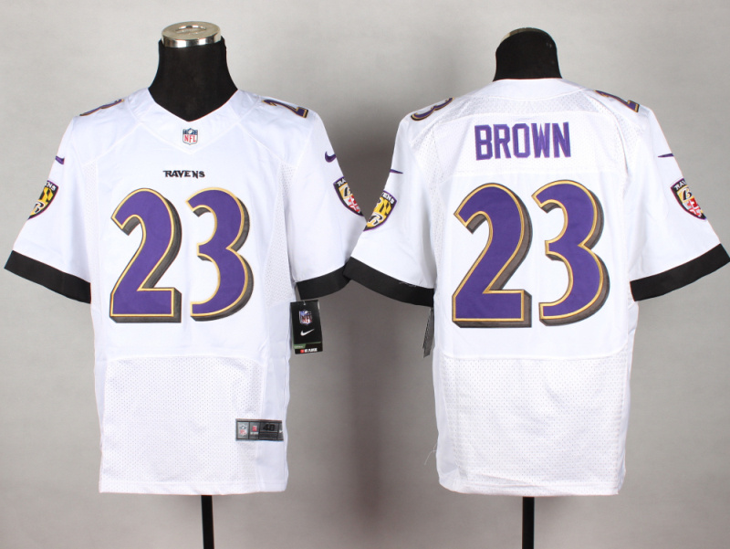 Nike Ravens 23 Brown White Elite Jersey - Click Image to Close