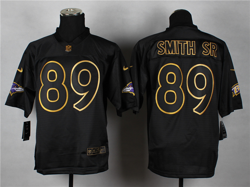 Nike Ravens 89 Smith Sr Black Elite 2014 Pro Gold Lettering Fashion Jerseys