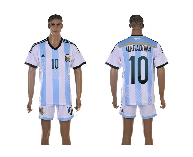 Argentina 10 Maradona 2014 World Cup Home Soccer Jersey