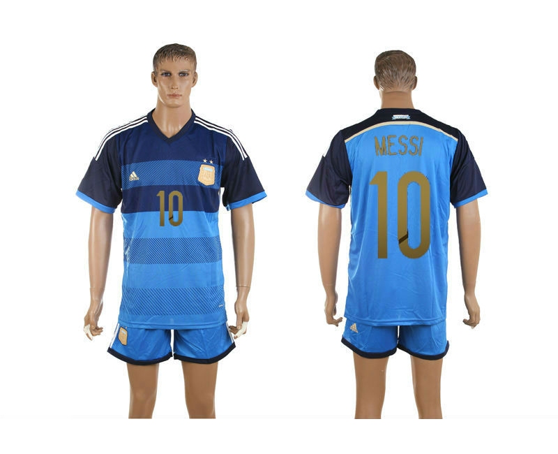 Argentina 10 Messi 2014 World Cup Away Soccer Jersey