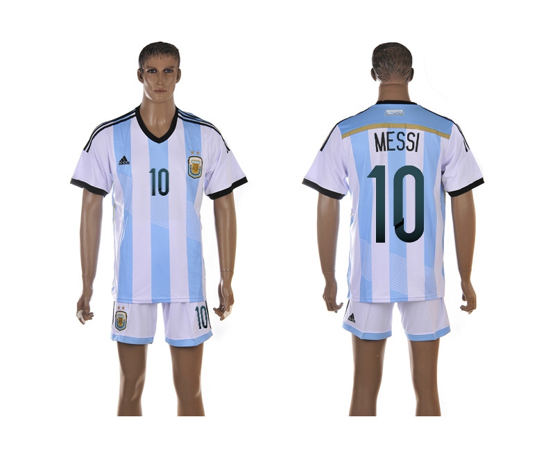 Argentina 10 Messi 2014 World Cup Home Soccer Jersey
