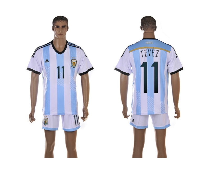 Argentina 11 Tevez 2014 World Cup Home Soccer Jersey
