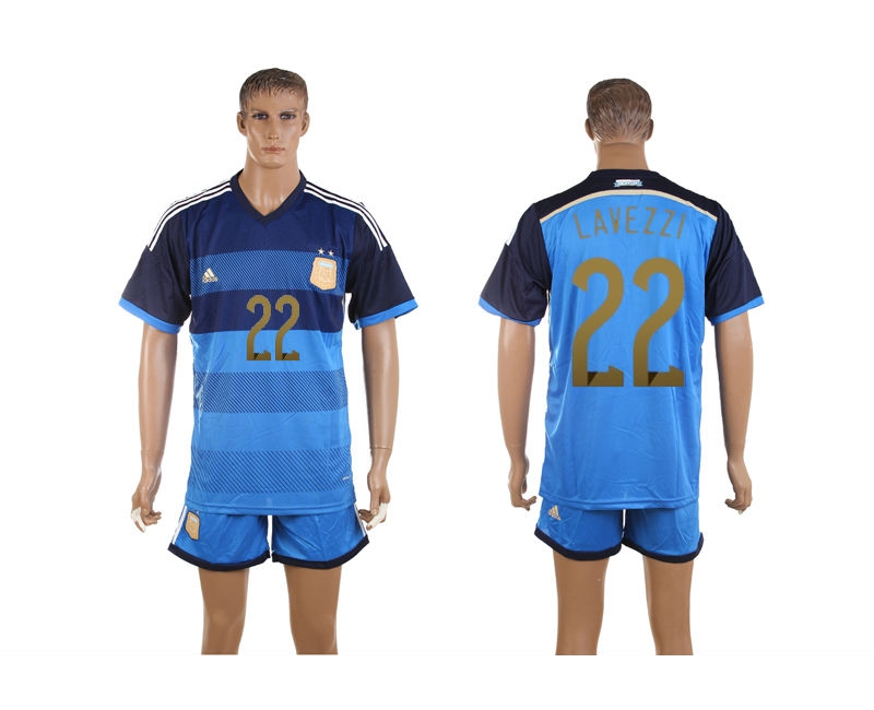 Argentina 22 Lavezzi 2014 World Cup Away Soccer Jersey