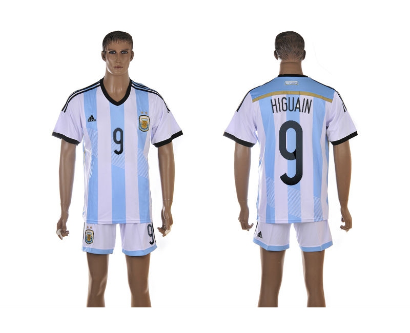 Argentina 9 Higuain 2014 World Cup Home Soccer Jersey