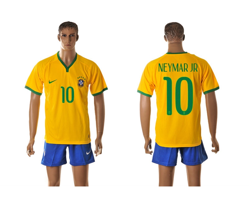 Brazil 10 Neymar Jr 2014 World Cup Home Soccer Jersey