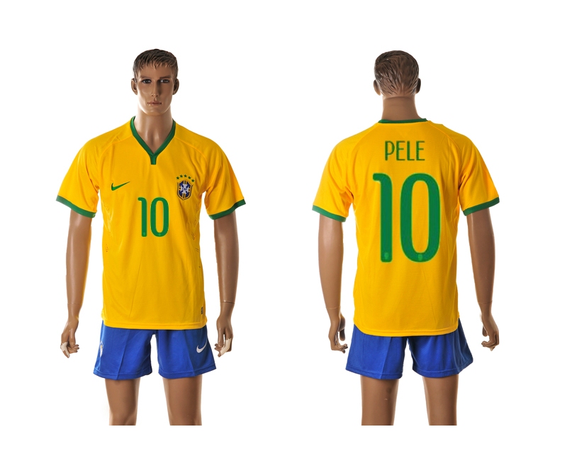 Brazil 10 Pele 2014 World Cup Home Soccer Jersey