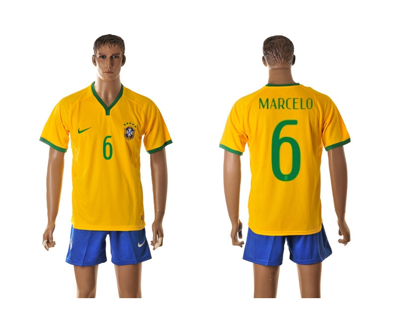 Brazil 6 Marcelo 2014 World Cup Home Soccer Jersey Brazil 6 Marcelo 2014 World Cup Home Soccer Jersey