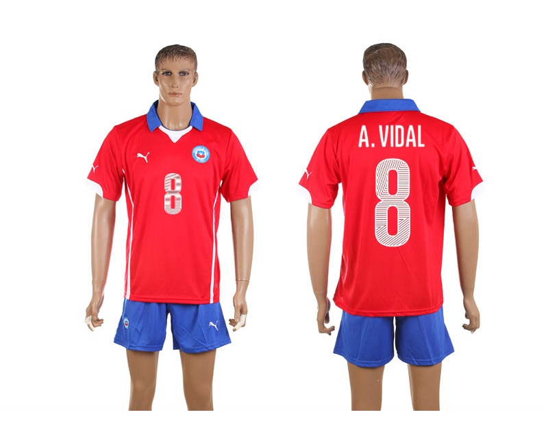 Chile 8 A.Vidal 2014 World Cup Home Soccer Jersey