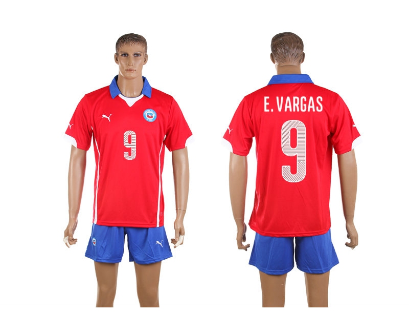 Chile 9 E.Vargas 2014 World Cup Home Soccer Jersey