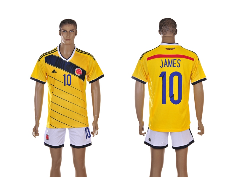Colombia 10 James 2014 World Cup Home Soccer Jersey