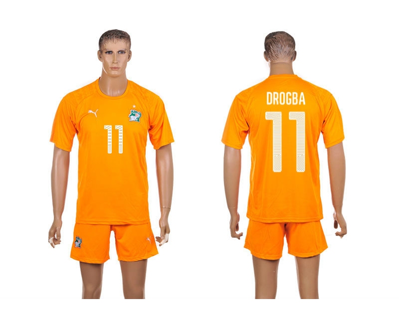 Cote d'Ivoire 11 Drogba 2014 World Cup Home Soccer Jersey