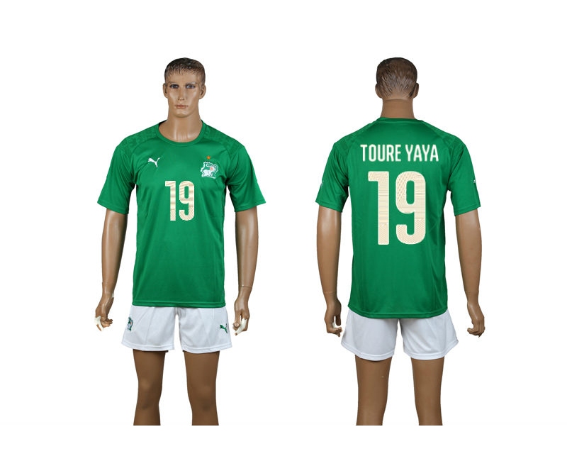 Cote d'Ivoire 19 Toure Yaya 2014 World Cup Away Soccer Jersey