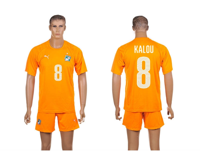 Cote d'Ivoire 8 Kalou 2014 World Cup Home Soccer Jersey
