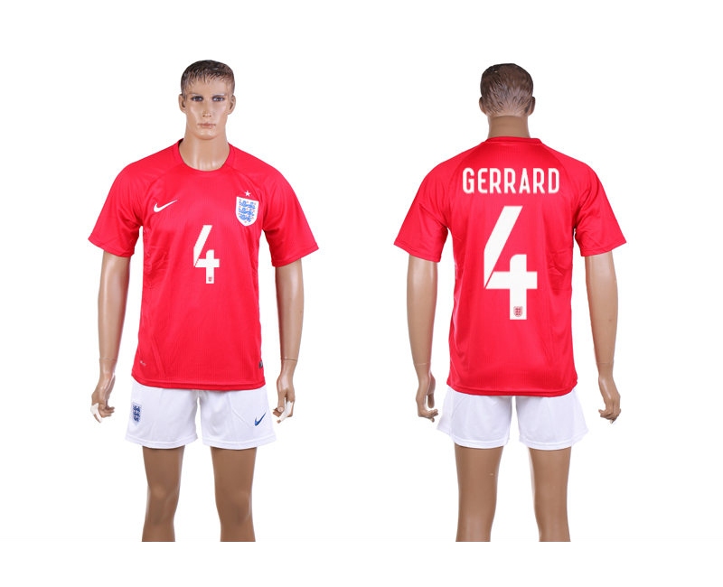 England 4 Gerrard 2014 World Cup Away Soccer Jersey