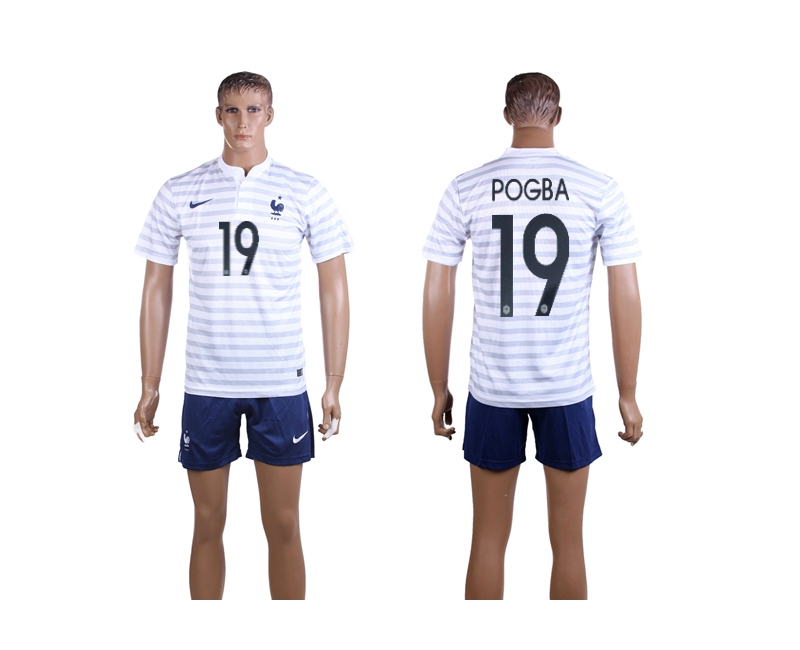 France 19 Pogba 2014 World Cup Away Soccer Jersey
