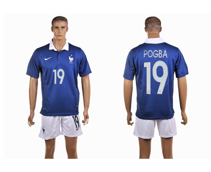 France 19 Pogba 2014 World Cup Home Soccer Jersey