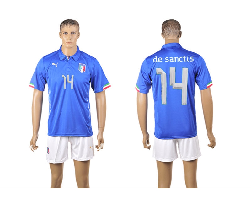 Italy 14 De Sanctis 2014 World Cup Home Soccer Jersey