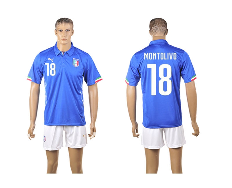 Italy 18 Montolivo 2014 World Cup Home Soccer Jersey