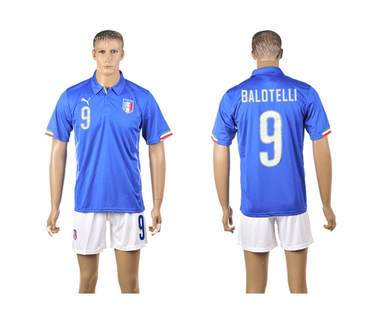 Italy 9 Balotelli 2014 World Cup Home Soccer Jersey