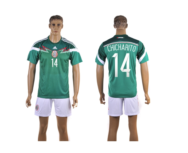 Mexico 14 Chicharito 2014 World Cup Home Soccer Jersey
