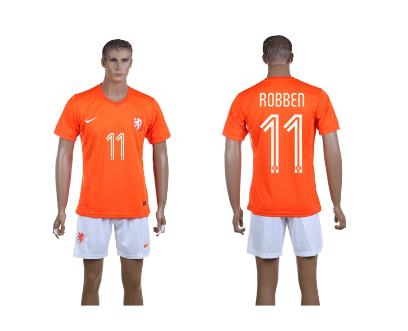 Netherlands 11 Robben 2014 World Cup Home Soccer Jersey
