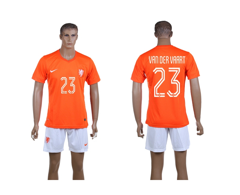 Netherlands 23 Van Der Vaart 2014 World Cup Home Soccer Jersey