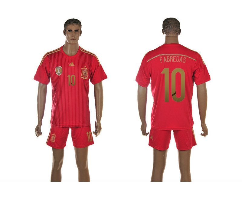 Spain 10 Fabregas 2014 World Cup Home Soccer Jersey