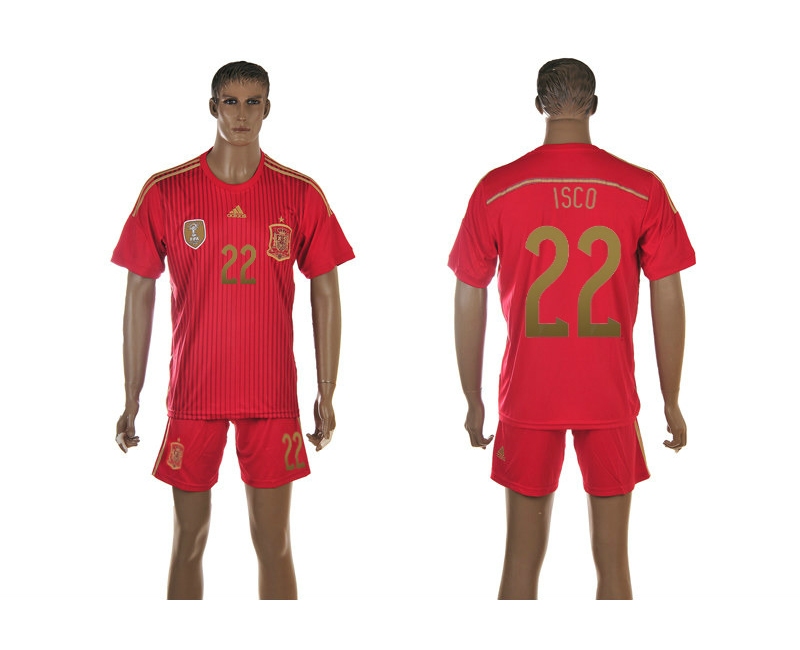 Spain 22 Isco 2014 World Cup Home Soccer Jersey