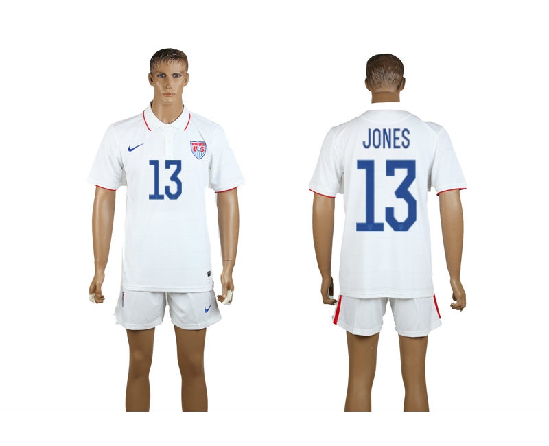 USA 13 Jones 2014 World Cup Home Soccer Jersey