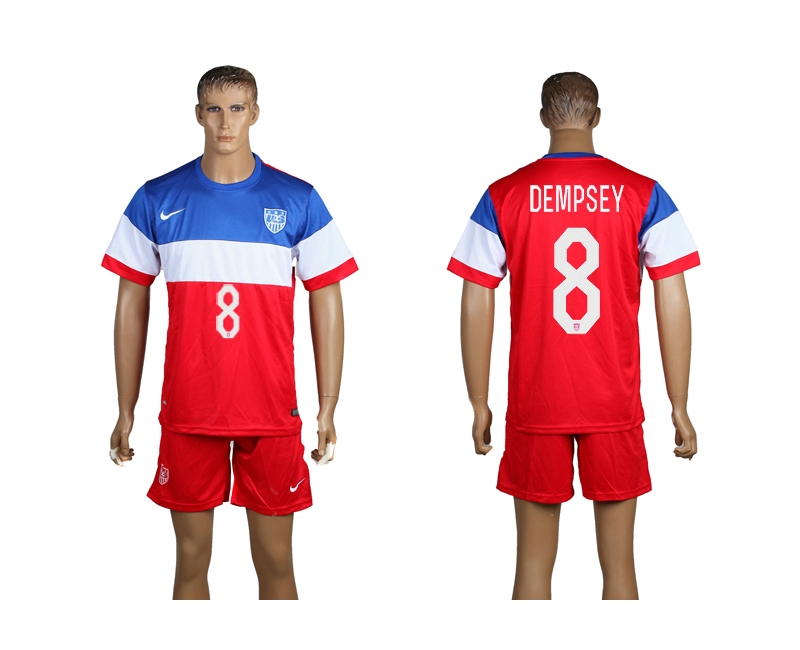 USA 8 Dempsey 2014 World Cup Away Soccer Jersey