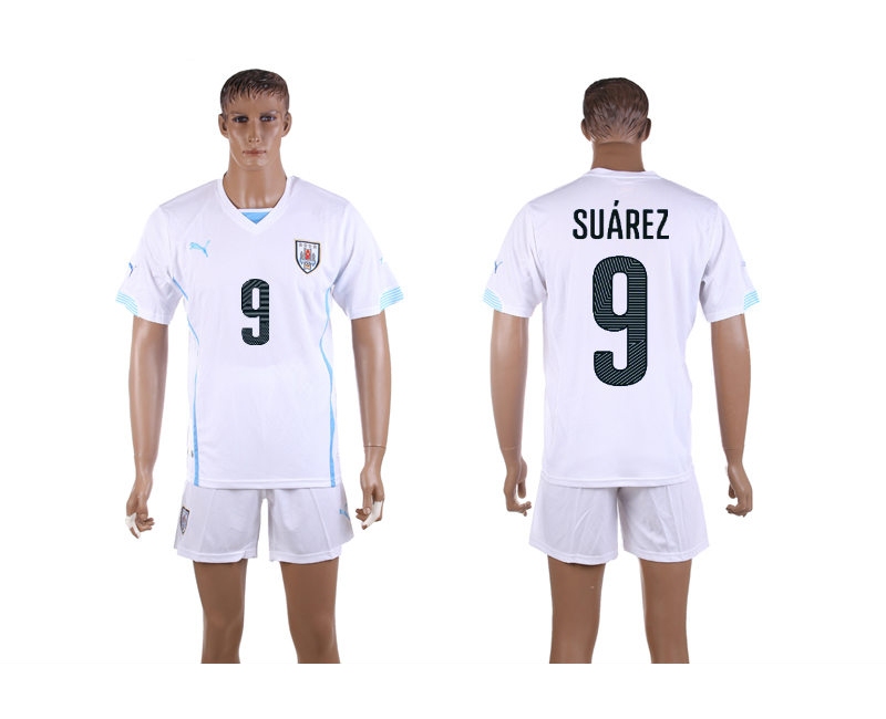 Uruguay 9 Suarez 2014 World Cup Away Soccer Jersey