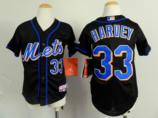 Mets 33 Harvey Black Youth Jersey