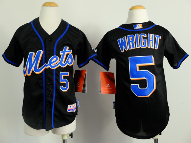 Mets 5 Wright Black Youth Jersey