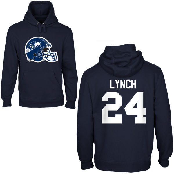 Nike Seahawks 24 Lynch Navy Blue Pullover Hoodies