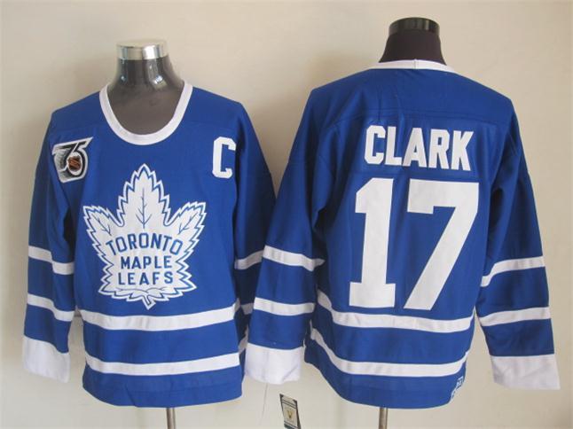 Maple Leafs 17 Clark Blue NHL 75th Anniversary Jerseys
