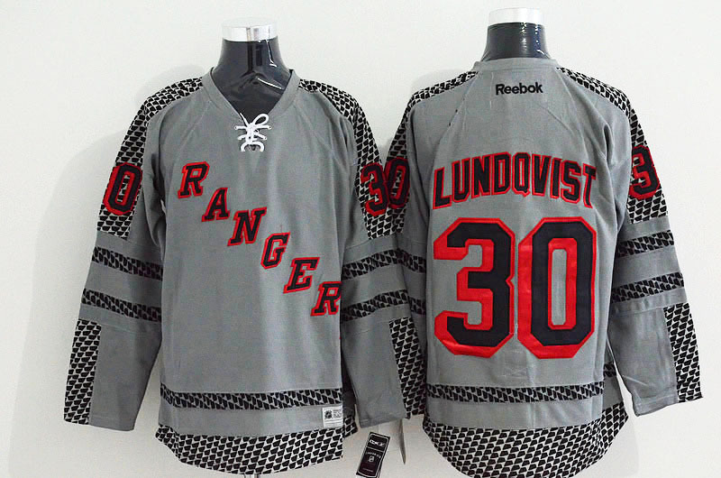 Rangers 30 Lundqvist Charcoal Cross Check Premier Fashion Jerseys